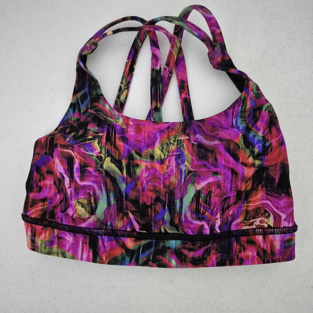 Lululemon Sports Bra‎ Womens 2 Multicolor Strappy Back Yoga Running Workout